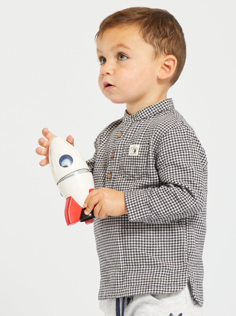 Camisa de franela estampado vichy BLANCO - Kiabi