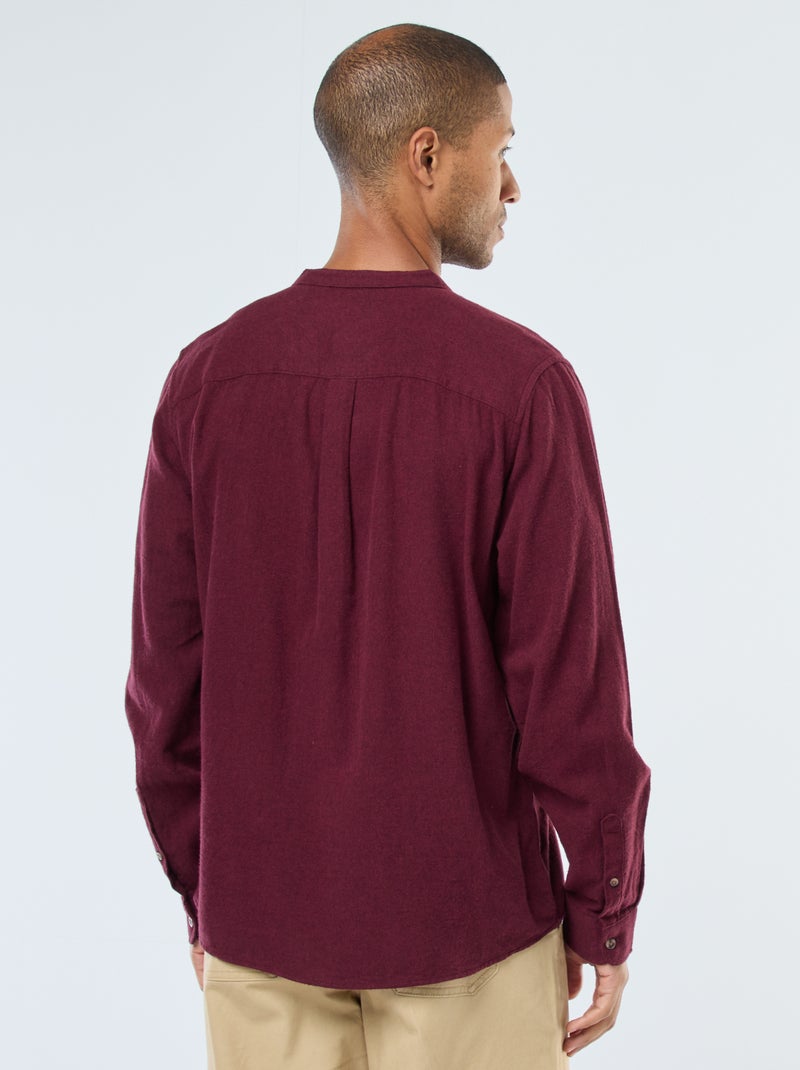 Camisa de franela lisa con cuello mao Rojo - Kiabi