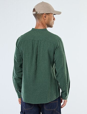 Camisa de franela lisa con cuello mao