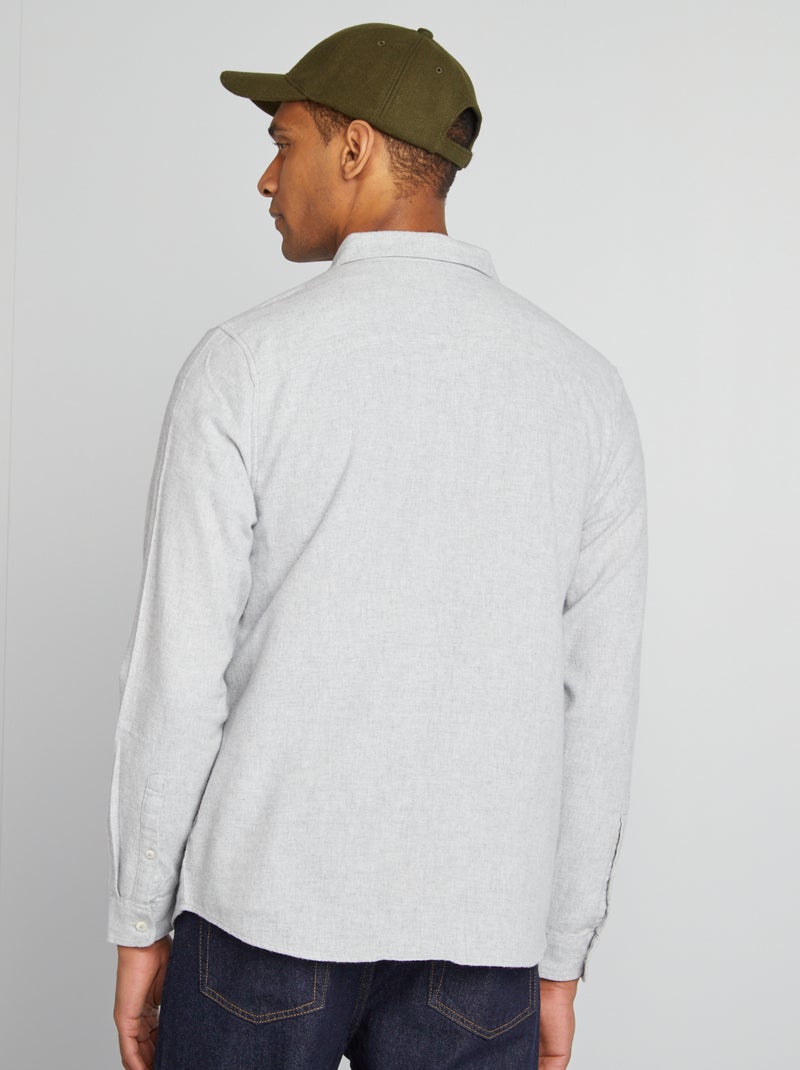 Camisa de franela lisa GRIS - Kiabi