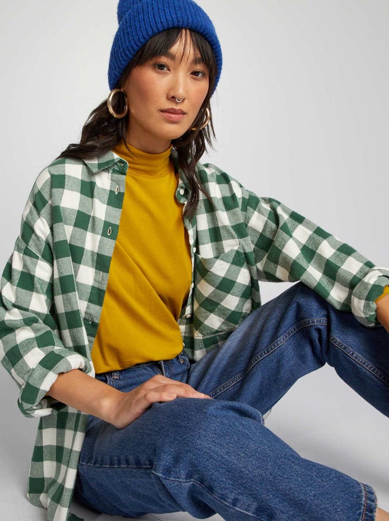 Camisa de franela VERDE - Kiabi