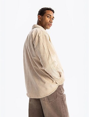 Camisa de gabardina con botones de manga larga para hombre giesto