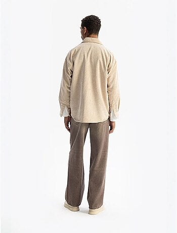 Camisa de gabardina con botones de manga larga para hombre giesto