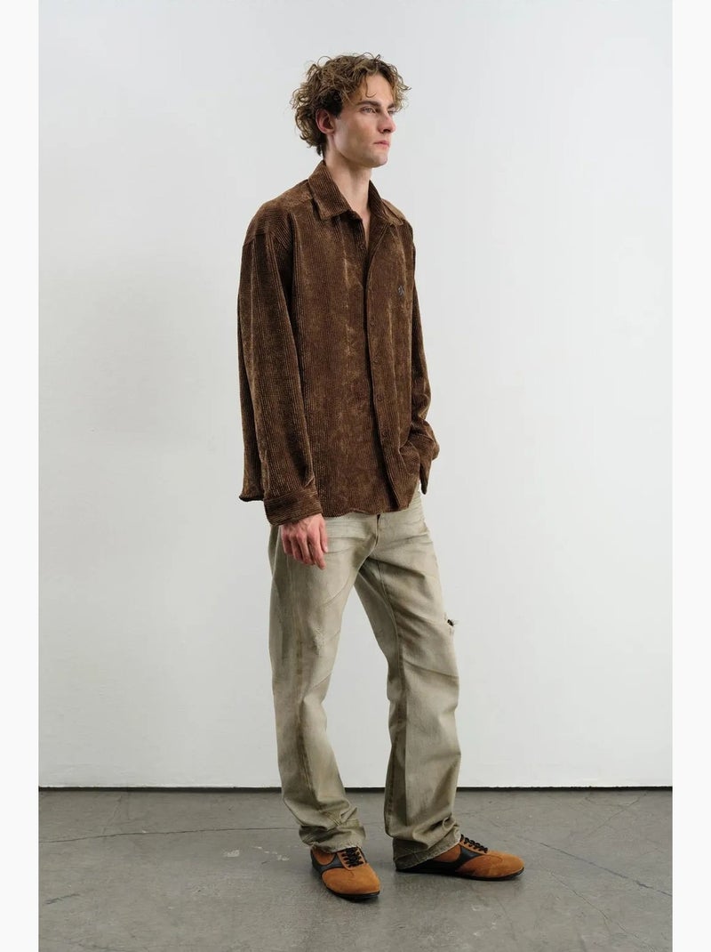 Camisa de gabardina extragrande con botones giesto Marrón claro - Kiabi