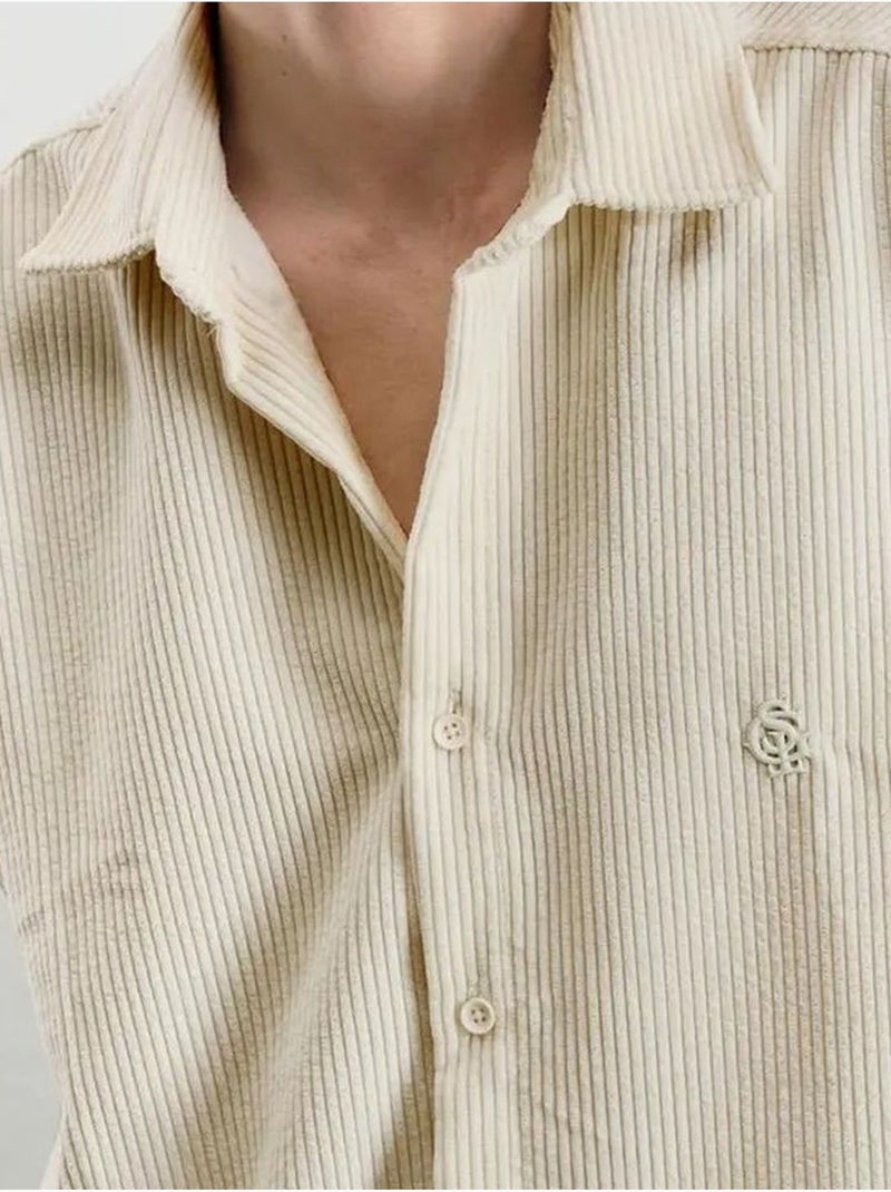 Camisa de gabardina extragrande con cierre de botones giesto Beige arcilla - Kiabi