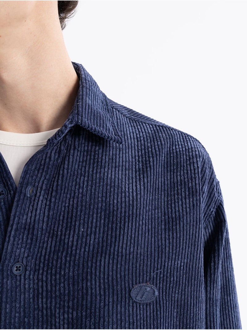 Camisa de gabardina texturizada con botones giesto Azul laguna - Kiabi