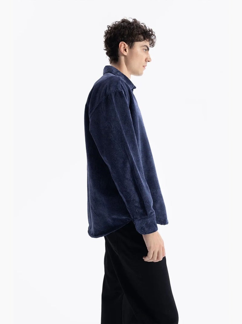 Camisa de gabardina texturizada con botones giesto Azul laguna - Kiabi