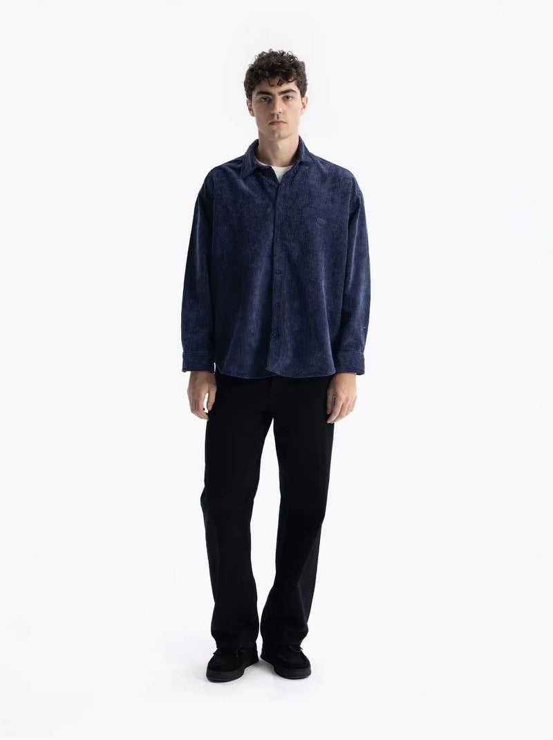 Camisa de gabardina texturizada con botones giesto Azul laguna - Kiabi