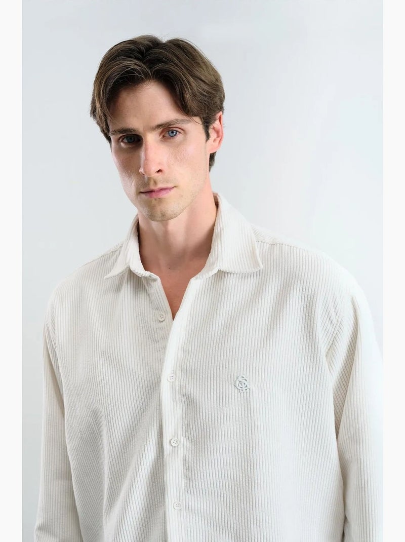 Camisa de gabardina texturizada extragrande con cierre de botones giesto Blanco - Kiabi