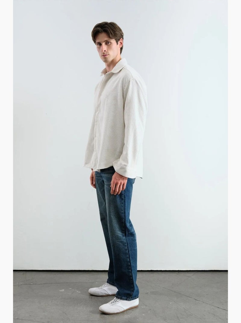 Camisa de gabardina texturizada extragrande con cierre de botones giesto Blanco - Kiabi