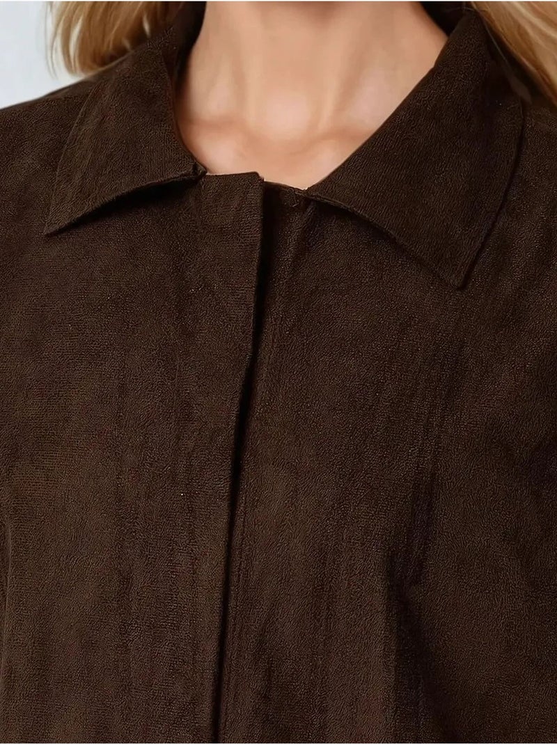 Camisa de gamuza sintética con botones hiccup Marrón - Kiabi