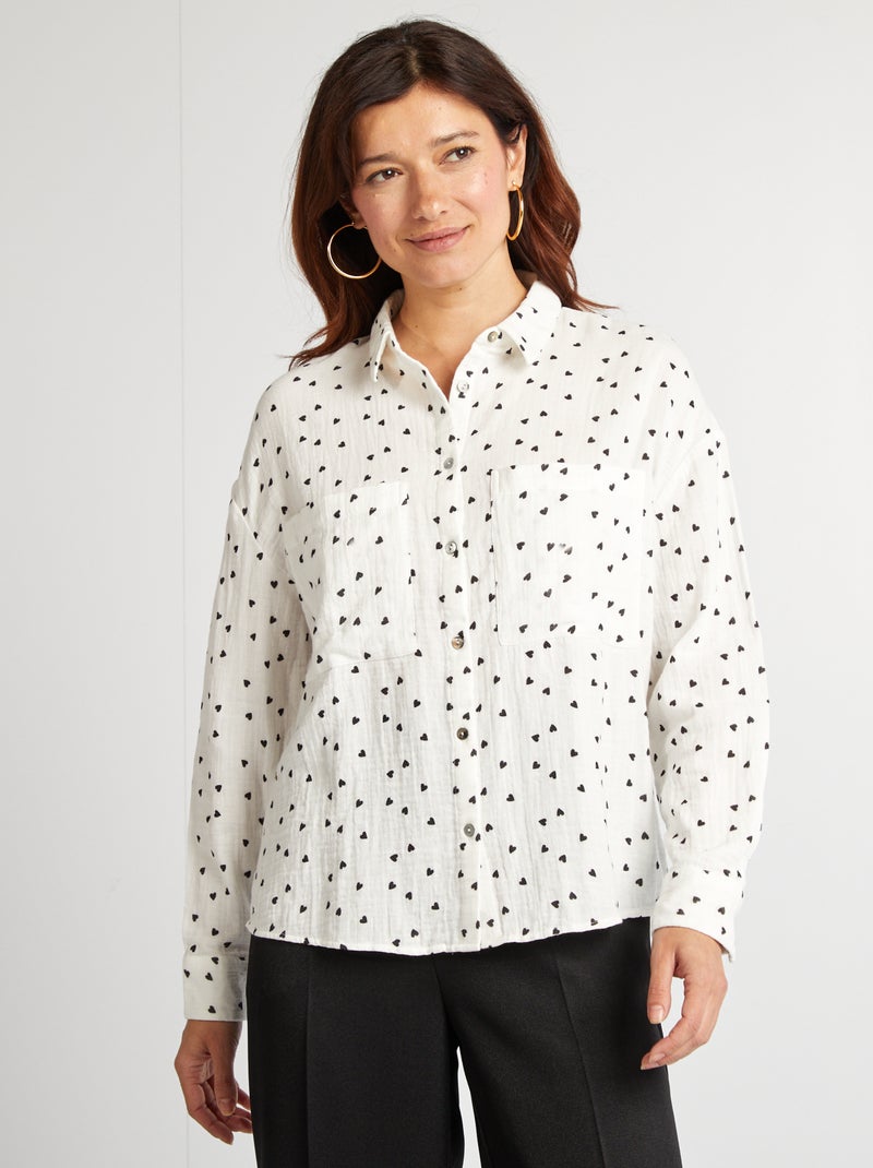 Camisa de gasa de algodón  - San Valentín BLANCO - Kiabi