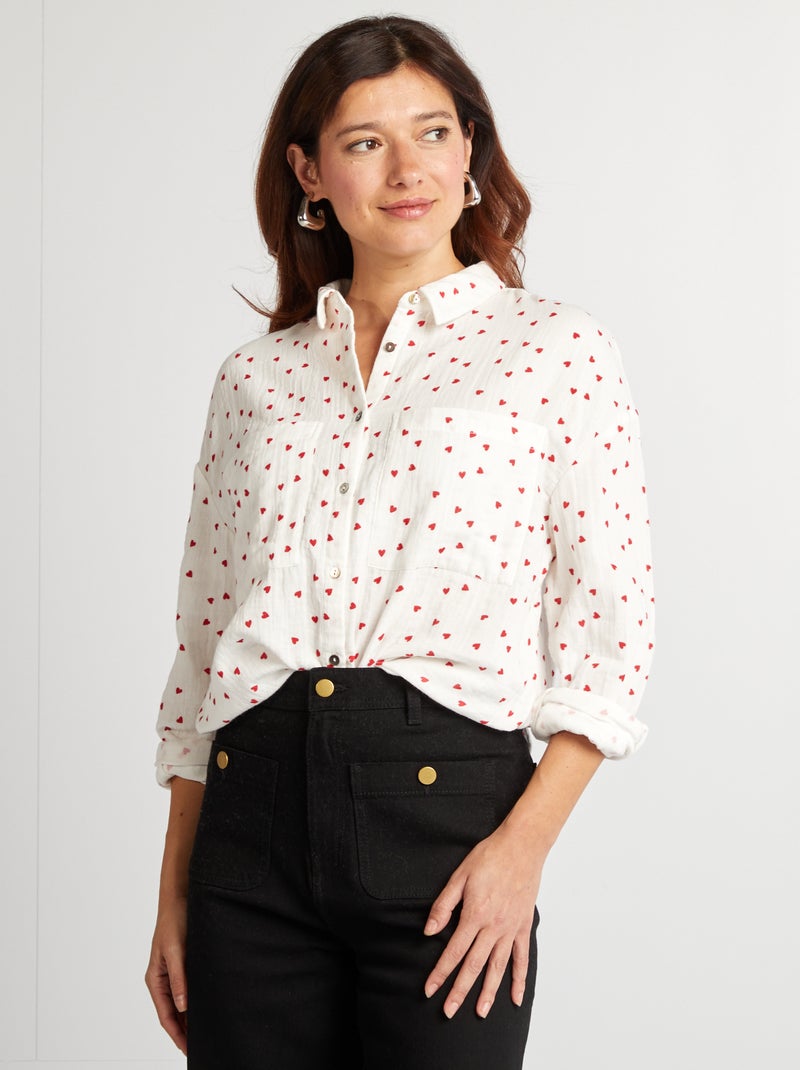 Camisa de gasa de algodón  - San Valentín ROJO - Kiabi