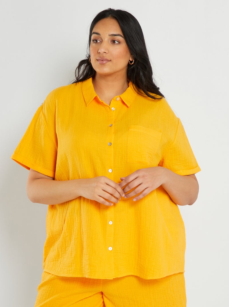 Camisa de gasa de algodón AMARILLO - Kiabi