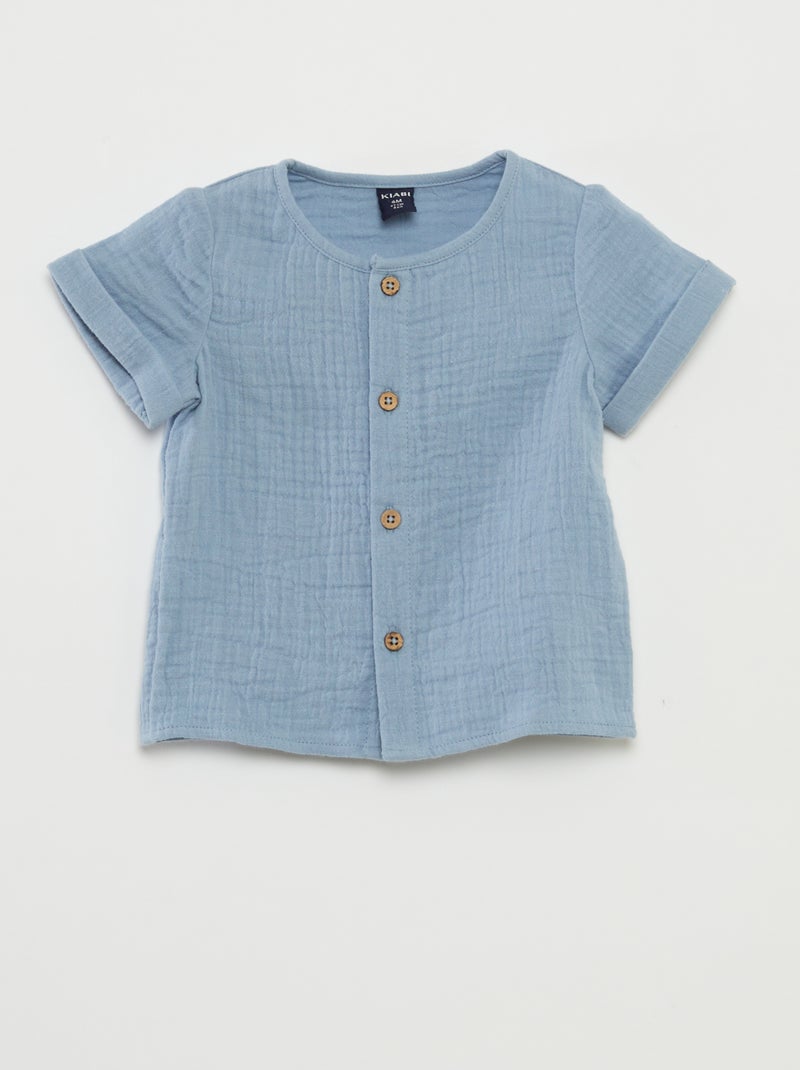 Camisa de gasa de algodón AZUL - Kiabi