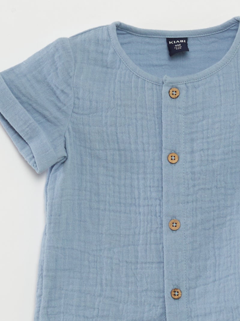 Camisa de gasa de algodón AZUL - Kiabi