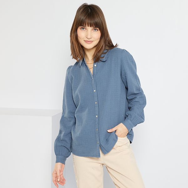 Camisa de gasa de algodón null - AZUL - Kiabi - 15,00€
