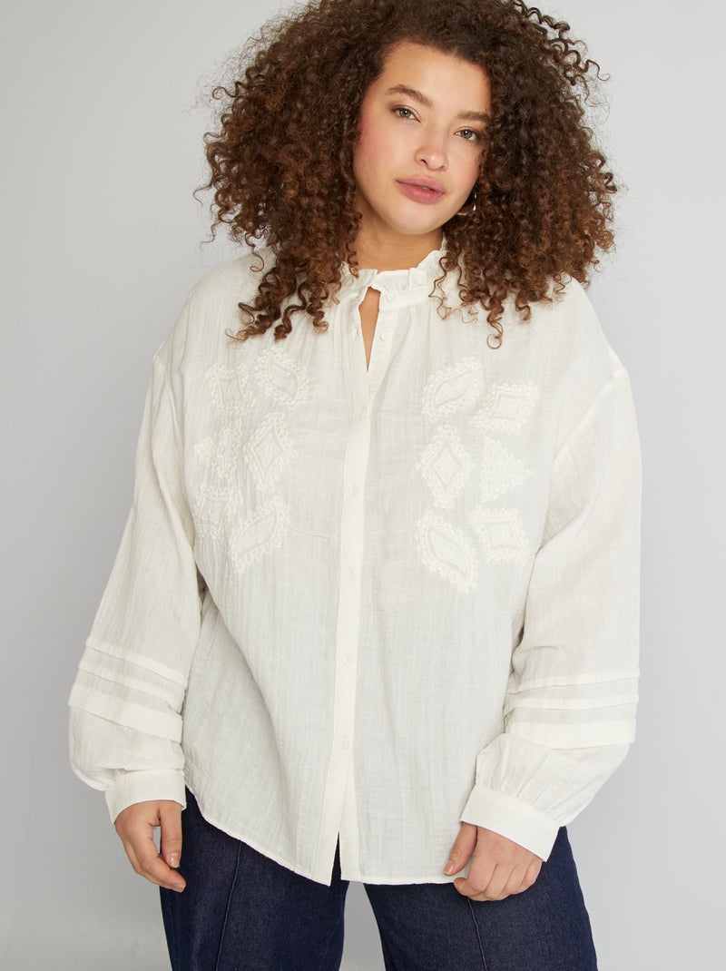 Camisa de gasa de algodón BEIGE - Kiabi