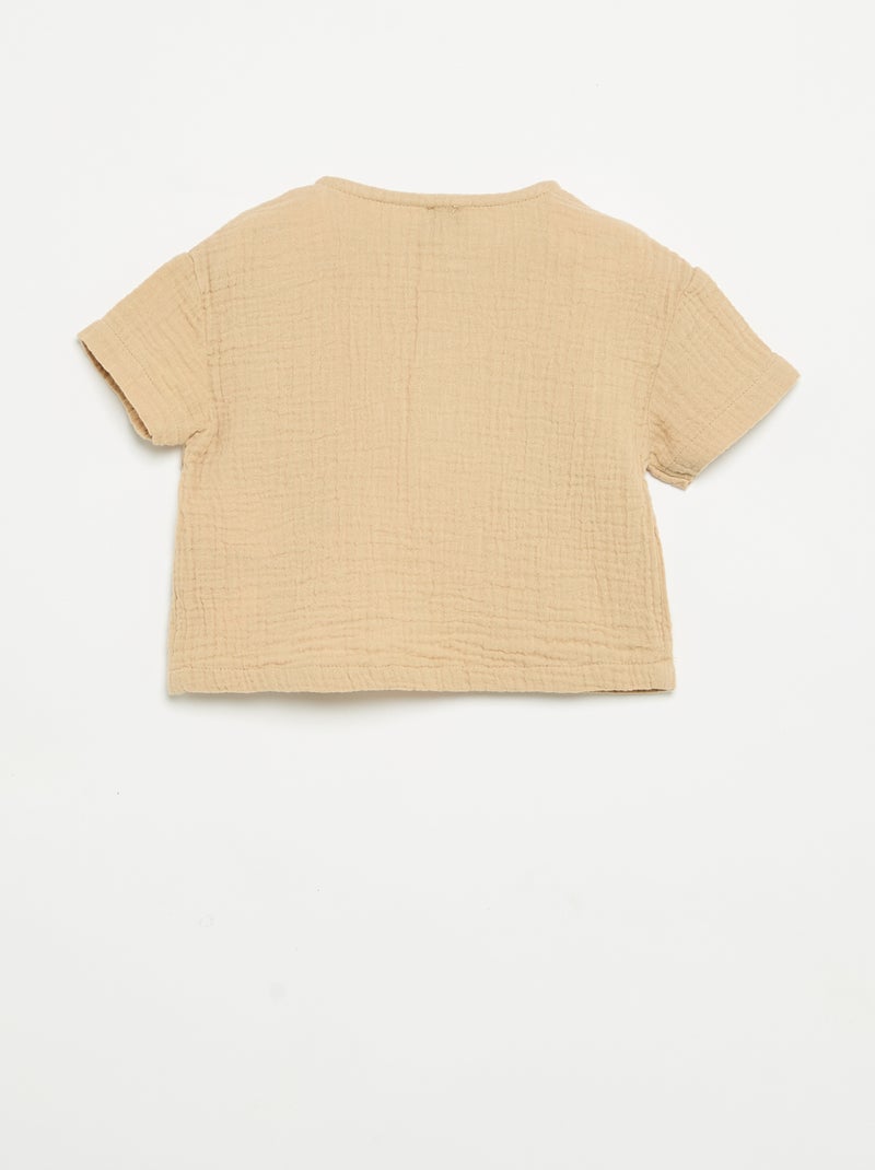 Camisa de gasa de algodón Beige - Kiabi