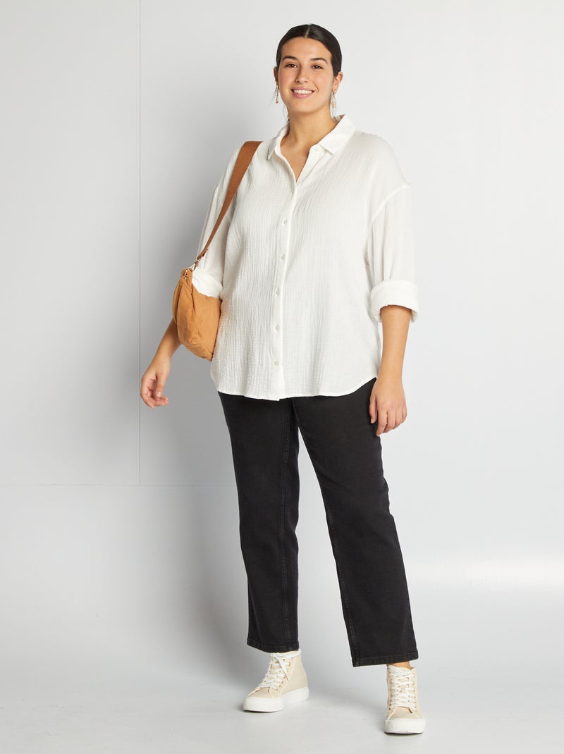 Camisa de gasa de algodón BLANCO - Kiabi