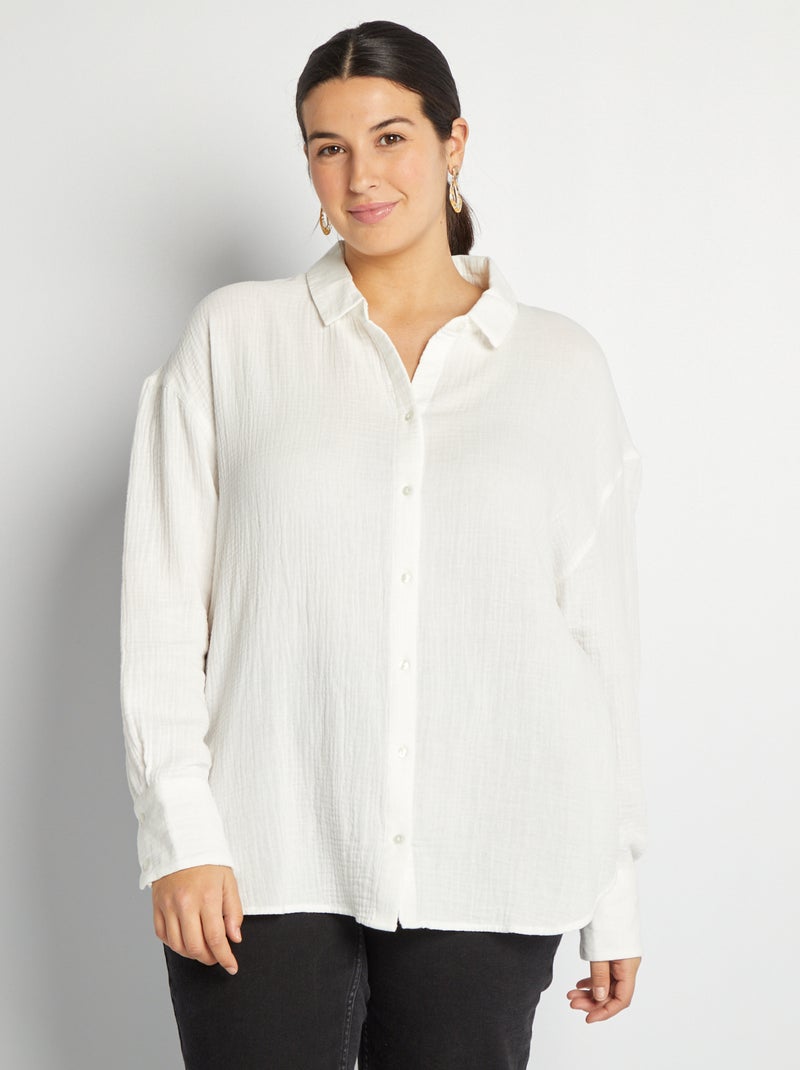 Camisa de gasa de algodón BLANCO - Kiabi