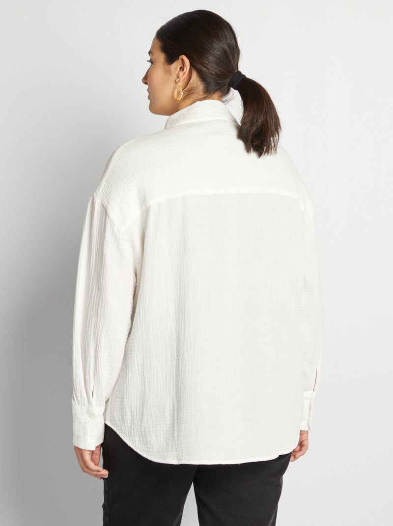 Camisa de gasa de algodón BLANCO - Kiabi