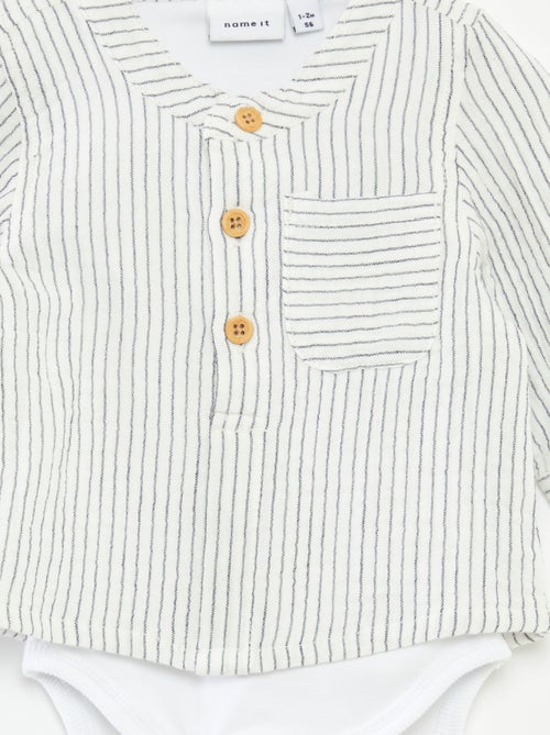 Camisa de gasa de algodón con body incorporado 'Name it' - Kiabi