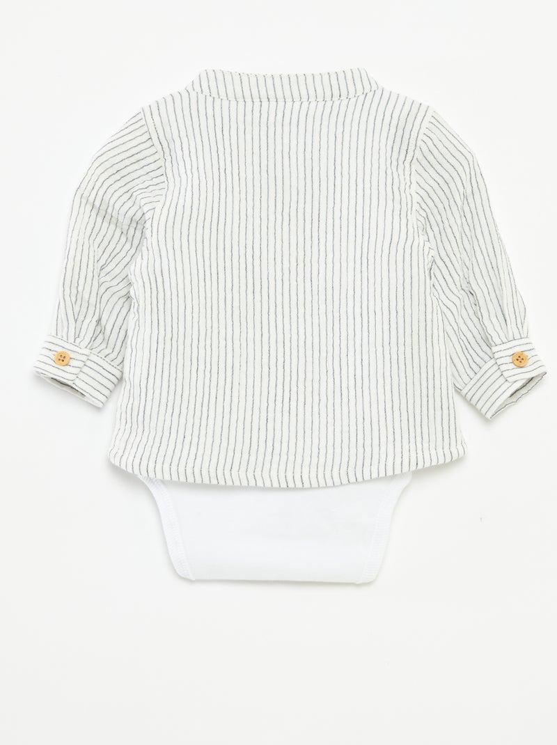 Camisa de gasa de algodón con body incorporado 'Name it' BEIGE - Kiabi