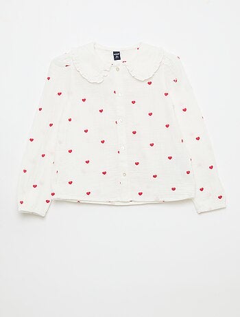 Camisa de gasa de algodón con estampado de 'corazón'
