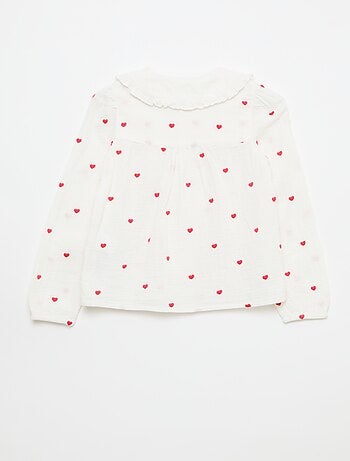 Camisa de gasa de algodón con estampado de 'corazón'