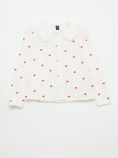 Camisa de gasa de algodón con estampado de 'corazón' - Kiabi