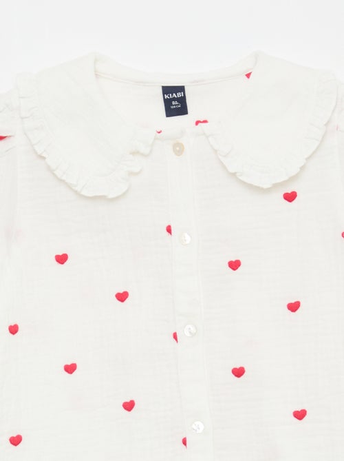 Camisa de gasa de algodón con estampado de 'corazón' - Kiabi