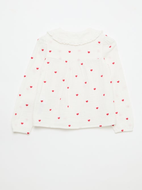 Camisa de gasa de algodón con estampado de 'corazón' - Kiabi