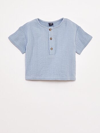 Camisa de gasa de algodón de manga corta