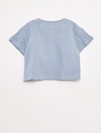 Camisa de gasa de algodón de manga corta