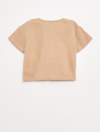 Camisa de gasa de algodón de manga corta