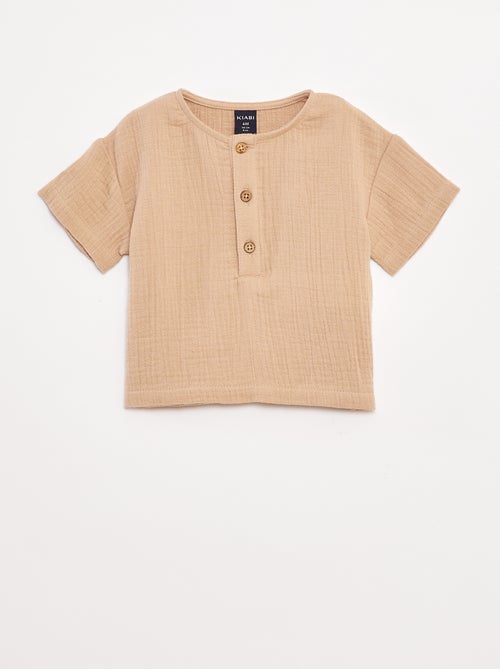 Camisa de gasa de algodón de manga corta - Kiabi