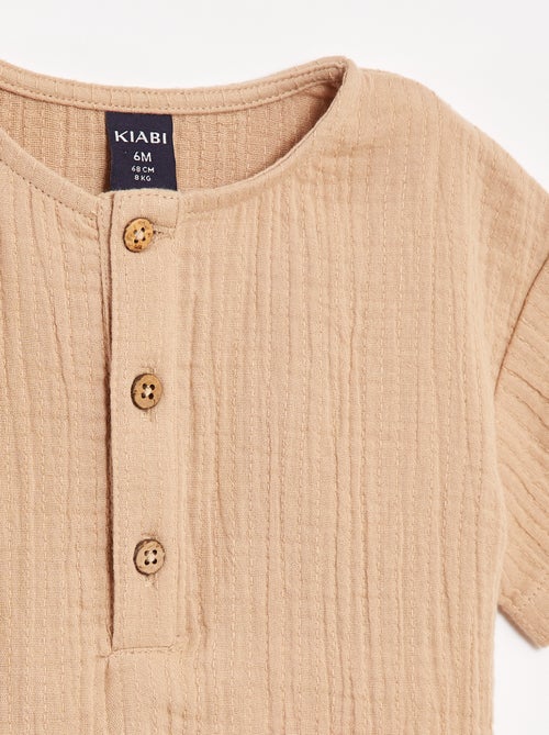 Camisa de gasa de algodón de manga corta - Kiabi