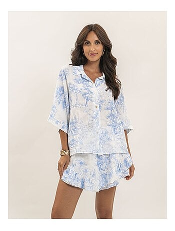Camisa de gasa de algodón motivo toile de Jouy OLEA