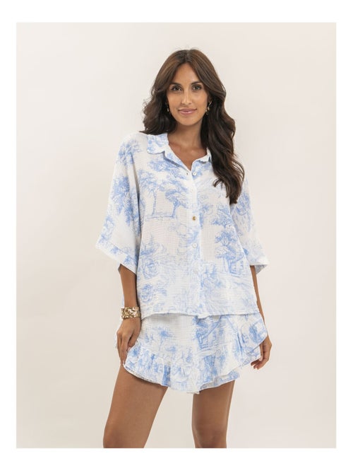 Camisa de gasa de algodón motivo toile de Jouy OLEA - Kiabi