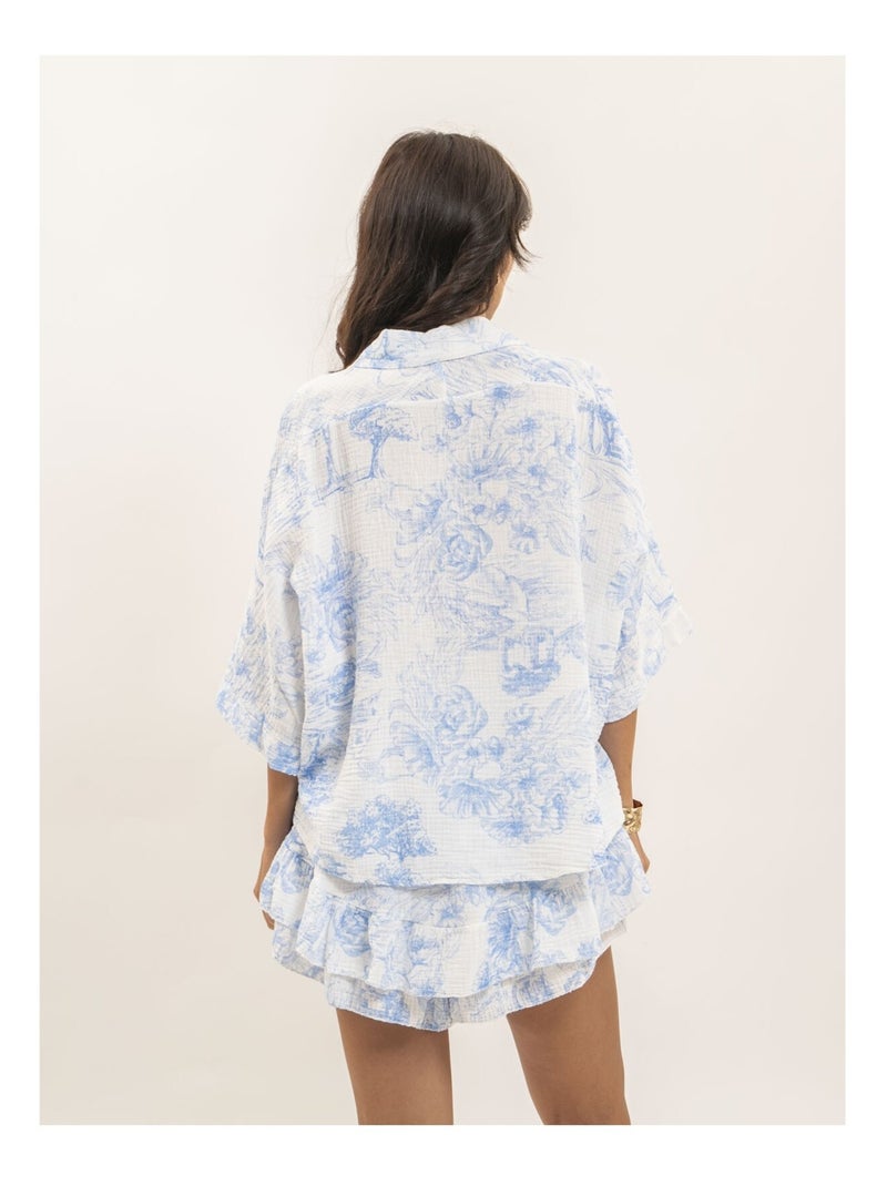 Camisa de gasa de algodón motivo toile de Jouy OLEA Azul - Kiabi