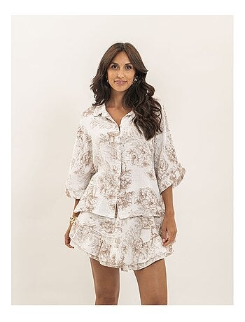 Camisa de gasa de algodón motivo toile de Jouy OLEA