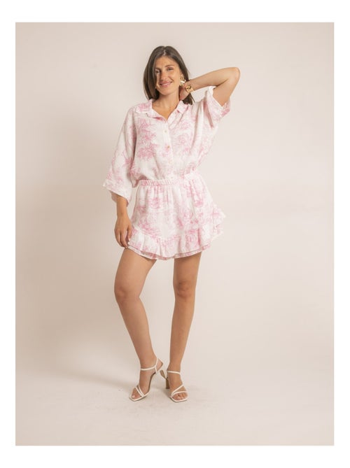 Camisa de gasa de algodón motivo toile de Jouy OLEA - Kiabi Camisa de gasa de algodón motivo toile de Jouy OLEA - Kiabi