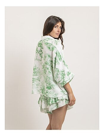 Camisa de gasa de algodón motivo toile de Jouy OLEA