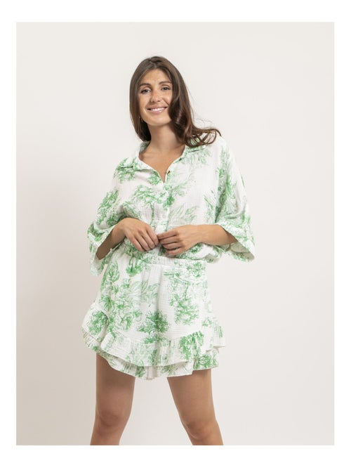 Camisa de gasa de algodón motivo toile de Jouy OLEA - Kiabi