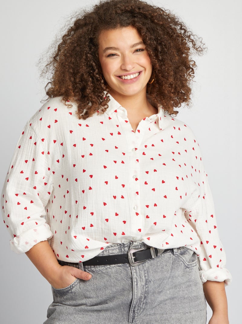 Camisa de gasa de algodón ROJO - Kiabi