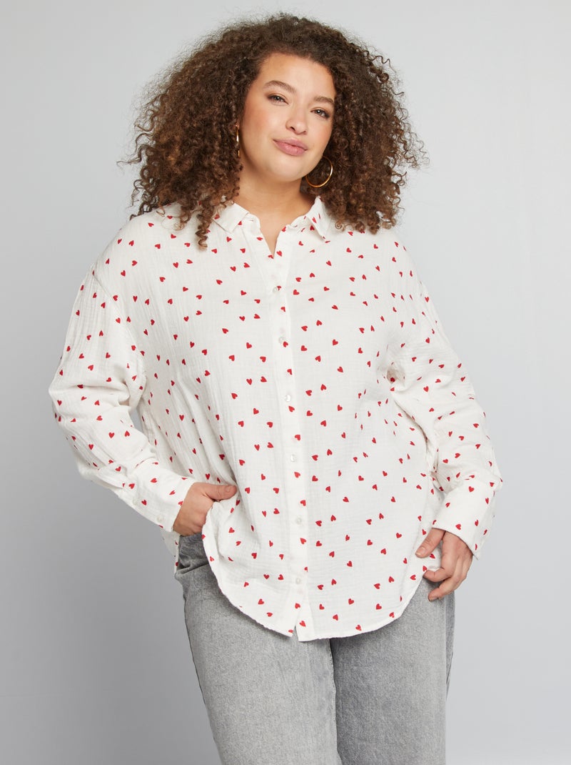 Camisa de gasa de algodón ROJO - Kiabi