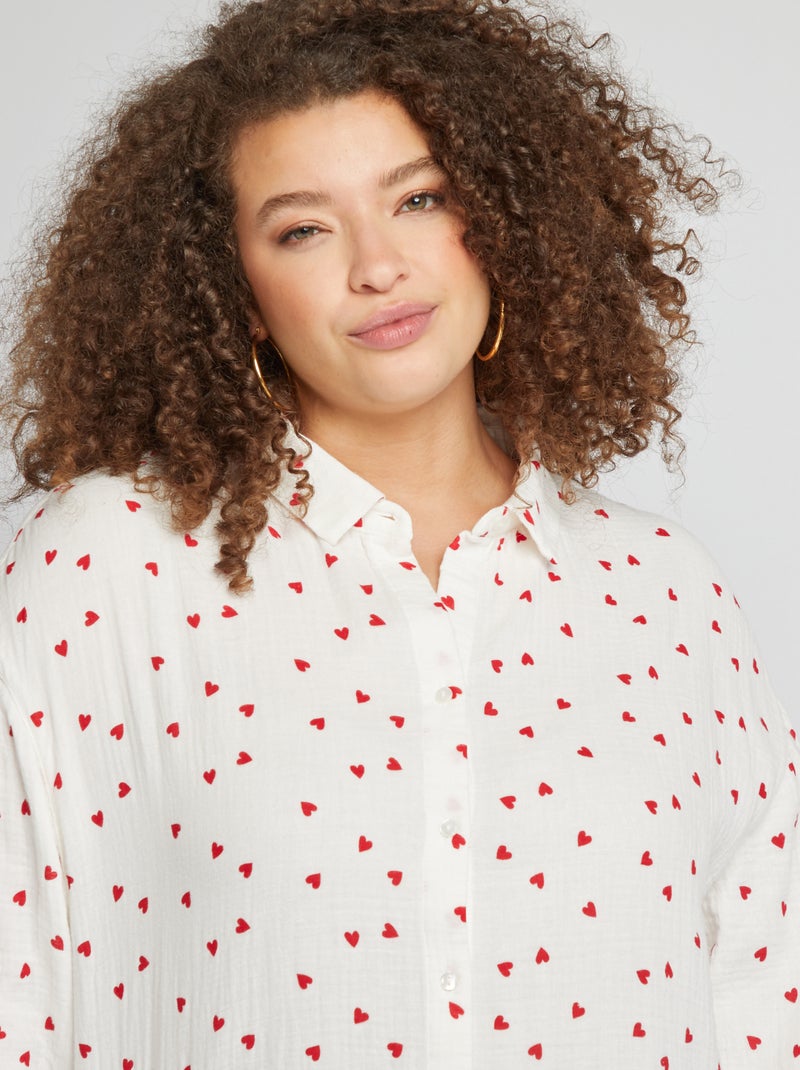 Camisa de gasa de algodón ROJO - Kiabi