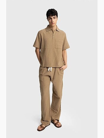 Camisa de hombre de algodón de manga corta de ajuste relajado giesto