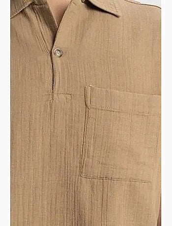 Camisa de hombre de algodón de manga corta de ajuste relajado giesto